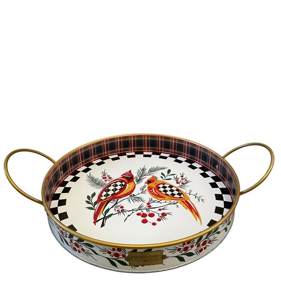 Mackenzie Child's Holiday Cardinal Round Metal Serving Trays, Set of 2 New - Picture 16 of 16